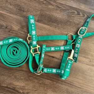 Green 4-H Horse Halter and Lead Rope